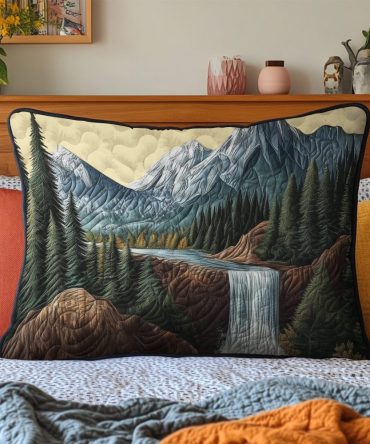 Nature Rest Quilted Decorative Pillow Cover — Botanical Serenity Throw Pillow Sham For Tranquil Bedroom, Couch & Cottagecore Style