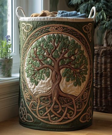 Nature Roots Quilted Laundry Hamper - Eco-Inspired Foldable Fabric Laundry Basket, Lightweight & Machine Washable