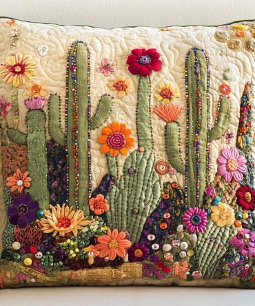 Nature Stitch Quilted Decorative Pillow Cover — Versatile Botanical Accent Pillowcase For Cozy, Eco-Friendly Home Styling