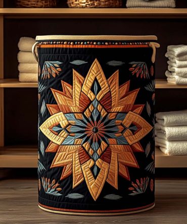 Navajo Star Quilted Laundry Hamper — Southwestern-Inspired Foldable Laundry Basket For Rustic Home Decor & Storage