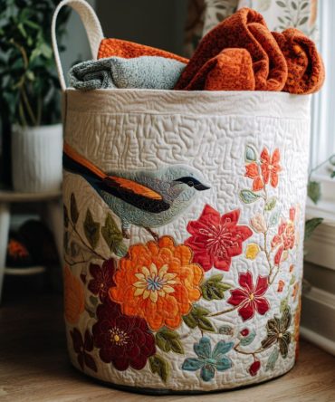 Nectar Nest Quilted Laundry Hamper – Soft Floral Nectar Print Laundry Basket, Collapsible Home Organizer, Machine-Washable Liner, Gift-Ready