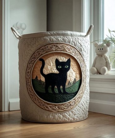 Nightfall Wanderer Quilted Laundry Hamper — Dark Forest Print Fabric Basket, Spacious Foldable Laundry Organizer With Reinforced Handles