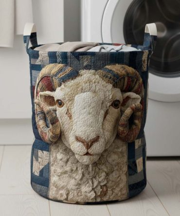 Regal Sheep Quilted Laundry Hamper — Foldable Cotton-Linen Storage Bin With Handles For Nursery, Bedroom & Home Organization