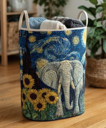 Noble Tusks Quilted Fabric Laundry Hamper – Large Safari-Inspired Collapsible Laundry Basket With Handles, Durable Cotton-Blend Storage
