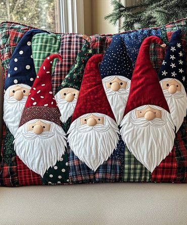 Classic Noel Quilted Pillow Cover – Vintage Christmas Throw Pillowcase With Festive Plaid & Embroidered Accents, Cozy Holiday Home Accent