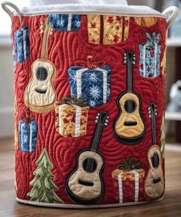 Noel Dreams Quilted Fabric Laundry Hamper — Festive Foldable Storage Basket With Handles For Bedroom & Bathroom