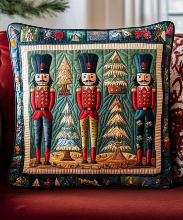 Nostalgic Nutcracker Quilted Decorative Pillow Cover — Retro Holiday Scene For Cozy Seasonal Styling, Durable Quilting & Easy Care