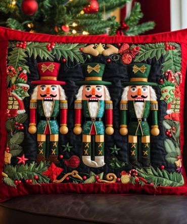Festive Nutcracker Ballet Quilted Decorative Pillow Cover — 18X18In Holiday Throw Pillowcase, Soft Cotton Blend, Reversible, Perfect For Sofa & Gift