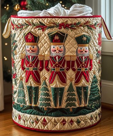 Festive Nutcracker Classic Quilted Laundry Hamper – Collapsible Large-Capacity Fabric Basket With Holiday-Inspired Print & Easy-Carry Handles