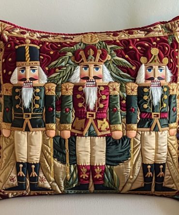 Nutcracker Delight Quilted Holiday Pillow Cover — Festive Seasonal Throw Pillowcase For Christmas Decor, Mantel & Living Room Cheer