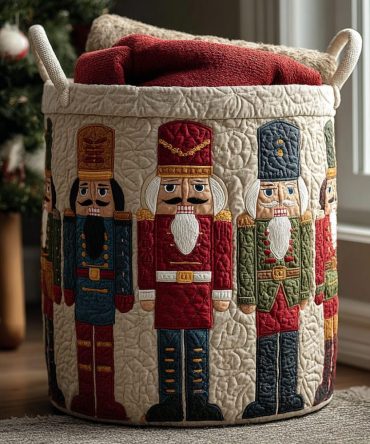 Holiday Nutcracker Quilted Laundry Hamper – Nutcracker Joy Print, Festive Collapsible Basket With Handles For Seasonal Decor, Storage & Gifting