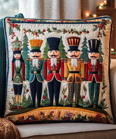 Nutcracker Magic Quilted Decorative Pillow Cover — Enchanting Christmas Ballet Motif, Cozy Quilting For Festive Living Spaces