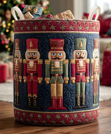 Nutcracker Parade Quilted Laundry Hamper , Large Foldable Laundry Basket With Reinforced Handles, Decorative Holiday Design For Home & Gift Giving