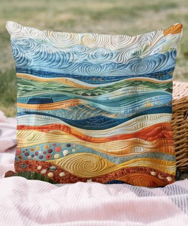 Ocean Voyage Quilted Pillow Cover - Nautical Decorative Pillow Sham, Soft Textured Cotton, Machine Washable, Maritime Bedroom Style