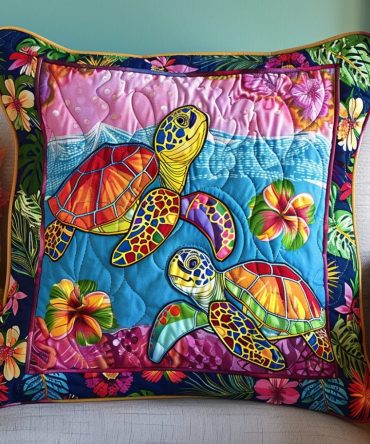 Ocean Harmony Quilted Pillow Cover - Soothing Sea-Themed Decorative Throw Pillowcase For Coastal, Nautical & Modern Interiors