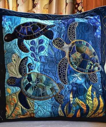 Ocean Serenity Quilted Cushion Cover — Luxury Coastal Decorative Pillowcase, Soft Quilted Texture, Easy Care For Sofa & Bed