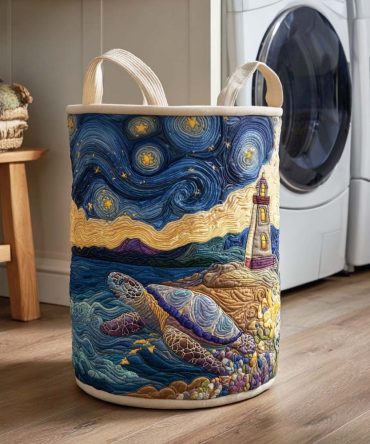 Ocean Voyager Quilted Laundry Hamper — Nautical Quilt-Pattern Laundry Basket With Reinforced Handles For Stylish Seaside & Everyday Storage
