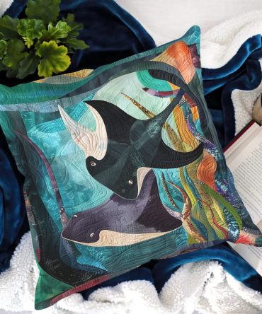 Tranquil Oceanic Dreams Quilted Pillow Cover — Sea-Inspired Decorative Pillowcase, Lightweight Breathable Fabric, Coastal Chic