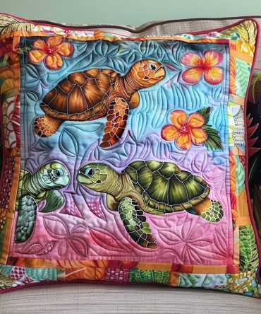 Oceanic Oasis Quilted Pillow Cover - Luxe Coastal Decorative Throw Pillowcase With Elegant Sea Motifs For Modern Beach Homes