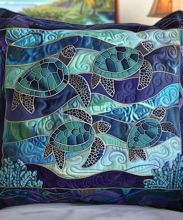 Oceanic Peace Quilted Pillow Cover — Serene Coastal Decorative Cushion Case, Soft Quilting, Ideal For Relaxing Home Spaces