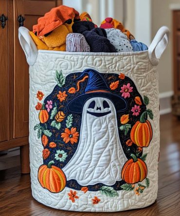 October Chill Quilted Laundry Basket - Cozy Autumn Fabric Storage Hamper With Handles, Large Foldable Laundry Organizer, Durable & Machine-Washable