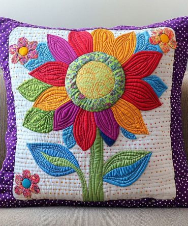 Opal Garden Quilted Decorative Pillow Cover — Elegant Floral Throw Pillowcase, Plush Texture, Easy-Care For Sofa & Bed