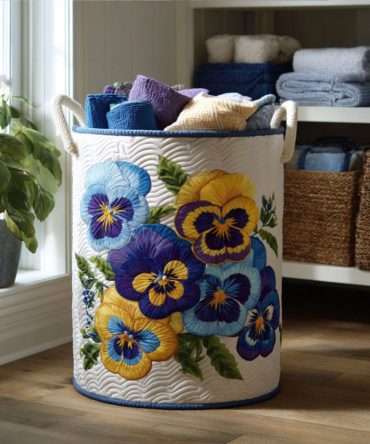Orchid Envy Quilted Laundry Hamper — Floral-Print Collapsible Washable Laundry Basket For Bedroom, Nursery & Dorm Storage