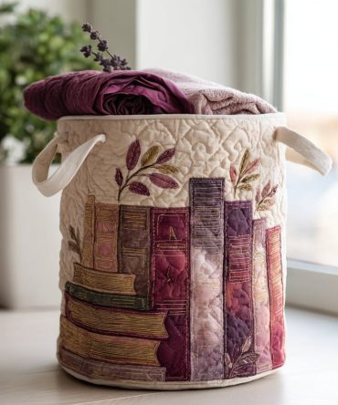 Page Turner Quilted Laundry Hamper — Novelty Book-Themed Foldable Laundry Basket, Durable Fabric Storage With Handles For Readers