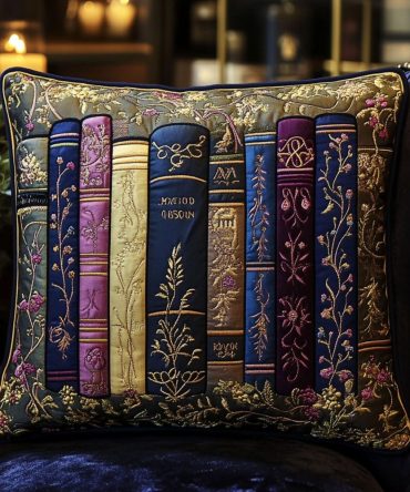 Mystic Book Garden Quilted Pillow Cover - Floral & Fantasy Pillowcase For Sofas, Beds & Reading Nooks, Durable Cotton Quilting