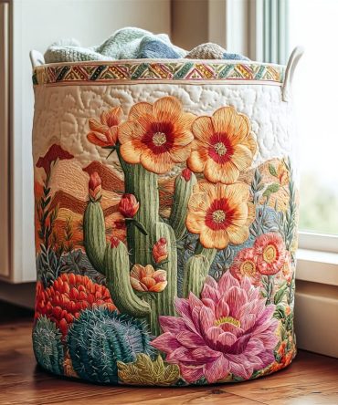 Painted Desert Quilted Laundry Hamper — Southwestern Patterned Collapsible Laundry Organizer, Durable Washable Storage Basket