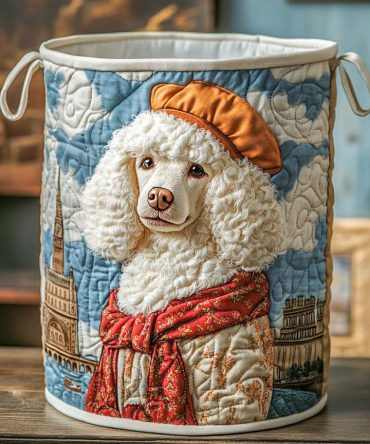 Parisian Pup Chic Quilted Hamper - Stylish French-Inspired Foldable Laundry Basket For Fashionable Homes & Pet Lovers