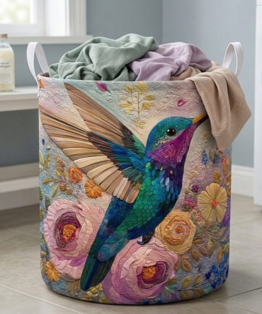 Pastel Blossom Quilted Laundry Hamper - Soft Pastel Floral Foldable Basket With Durable Quilting, Easy-Carry Handles & Removable Liner