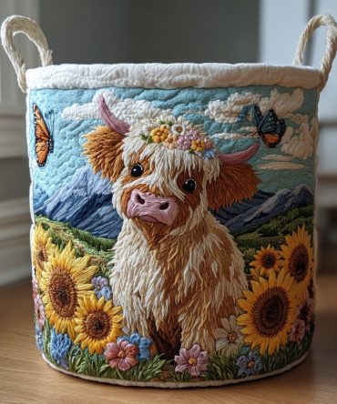 Pasture Highland Quilted Laundry Hamper — Durable Collapsible Fabric Basket With Reinforced Handles For Stylish Farmhouse & Bedroom Storage