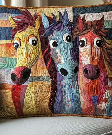 Patchwork Horse Quilted Pillowcase — Rustic Equestrian Motif Sham, Soft Cotton-Blend Decorative Accent For Country & Farmhouse Bedrooms