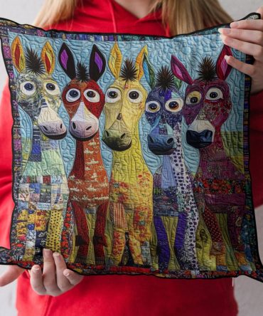 Patchwork Ponies Quilted Pillow Cover — Whimsical Patchwork Horse Quilted Decorative Pillowcase For Kids' Rooms & Eclectic Homes