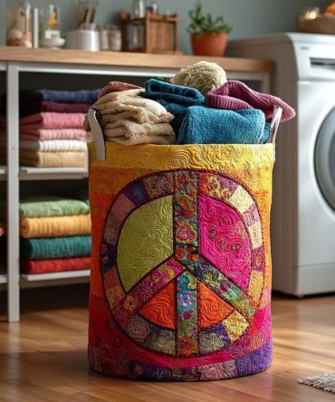 Patchwork Harmony Quilted Laundry Hamper — Colorful Patchwork Quilt Laundry Basket With Spacious Interior, Foldable Frame & Comfortable Handles