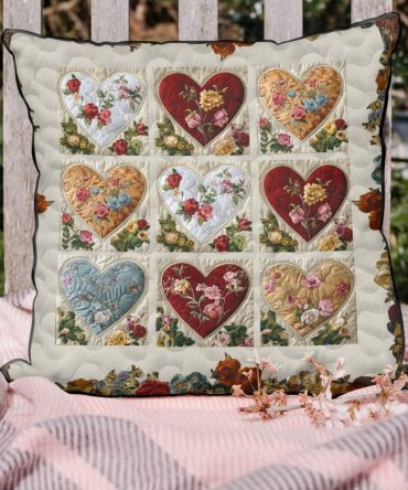 Patchwork Heart Quilted Pillow Cover - Romantic Patchwork Throw Pillowcase For Bedroom & Valentine'S Decor, Soft Quilted Accent Case
