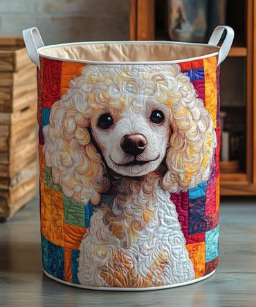 Patchwork Smile Quilted Laundry Hamper — Cheerful Patchwork Quilted Fabric Basket, Spacious Collapsible Laundry Organizer With Handles