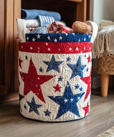 Patriot Spirit Quilted Laundry Hamper — Usa Flag Inspired Collapsible Storage Basket, Durable Washable Laundry Organizer For Holidays