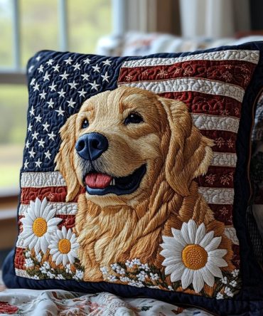 Patriotic Tail Quilted Throw Pillow Cover — Americana Flag-Inspired Decorative Pillowcase For Holiday & Everyday Decor