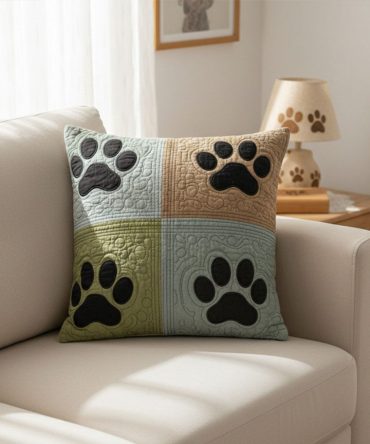 Charming Paw Dream Cottage Quilted Throw Pillow Cover — Country Pet-Themed Accent For Sofa & Bedroom, Soft Reversible Cotton Blend