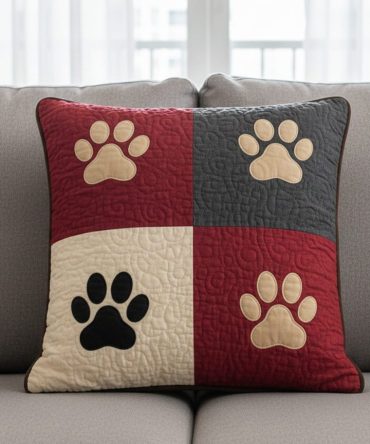 Pawfect Christmas Quilted Pet Pillow Cover — Festive Dog & Cat Holiday Throw Case, Durable Quilted Accent For Pet Lovers, Easy Care