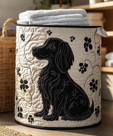Pawprint Spaniel Quilted Laundry Hamper — Cute Spaniel-Pattern Foldable Laundry Basket, Durable Storage For Home & Nursery