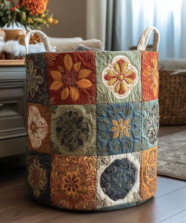 Peace Spiral Quilted Laundry Hamper — Soothing Spiral Motif Fabric Bin With Reinforced Handles, Collapsible Decorative Organizer For Home