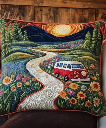 Peaceful Pathways Quilted Decorative Pillow Cover - Serene Pathway Landscape, Calming Neutral Palette, Soft Cotton Blend, Easy Care - Shop Now