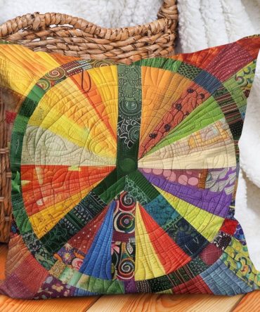 Peaceful Sunburst Quilted Pillow Cover — Tranquil Sun Motif Throw Cushion For Cozy Bedrooms, Living Rooms & Calm Home Spaces