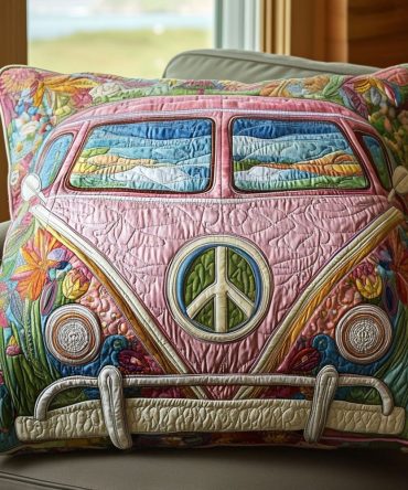 Tranquil Wander Quilted Pillow Cover — Peaceful Travel-Themed Throw Pillowcase For Relaxing Boho & Minimalist Spaces