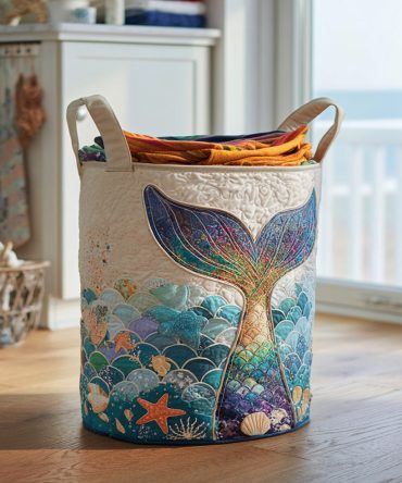 Pearl Horizon Quilted Laundry Basket — Elegant Neutral Storage Hamper, Foldable Cotton Linen Basket For Home & Dorm