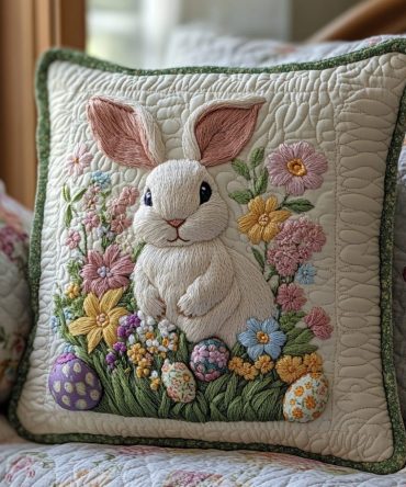 Peep Parade Quilted Pillow Cover — Colorful Easter Chick Pillowcase, Quilted Accent For Sofa, Bed & Holiday Displays