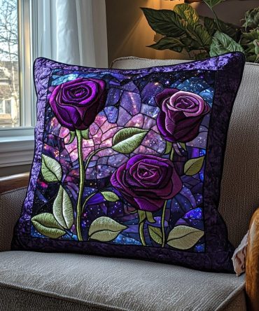 Soft Quilted Petal Haze Decorative Pillow Cover — Floral Accent Throw Pillow Sham For Sofa, Bed & Nursery (Machine Washable)